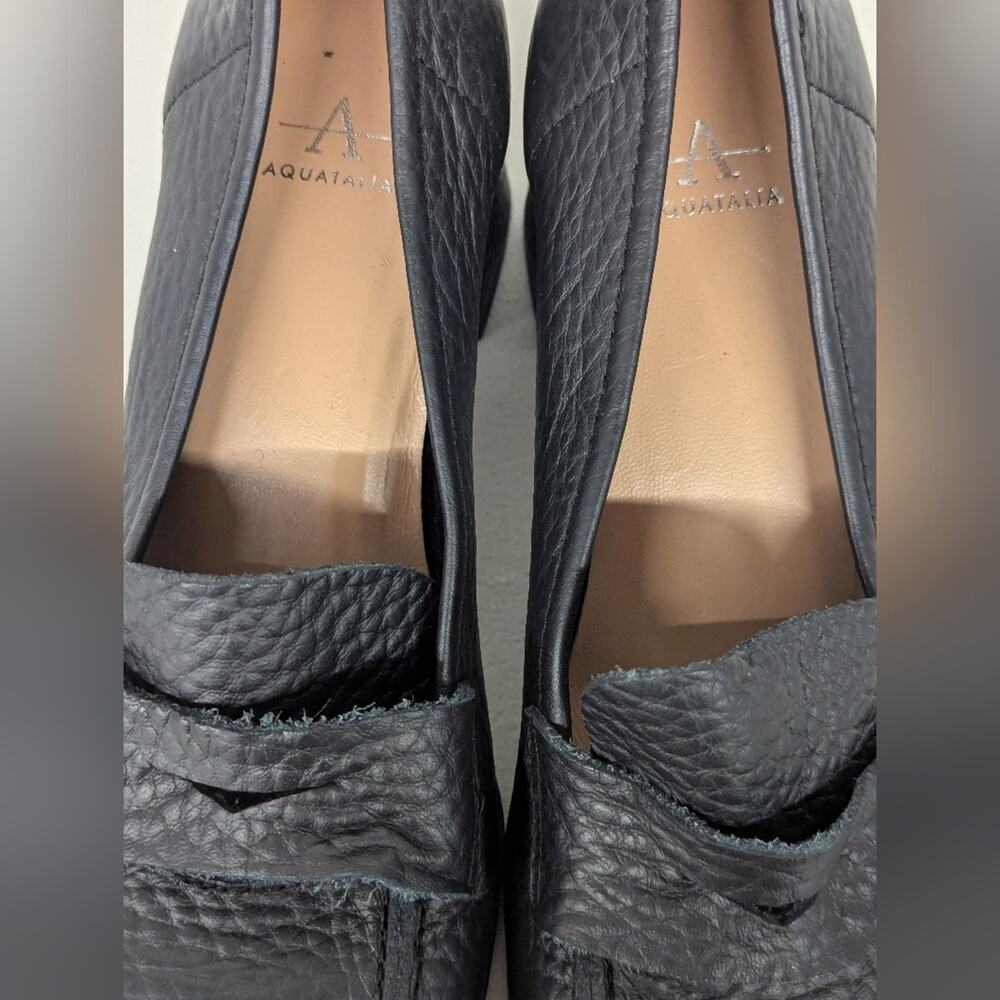 NEW Aquatalia  Carlina Block heel black leather pumps size 9 Square Toe textured - Picture 5 of 8
